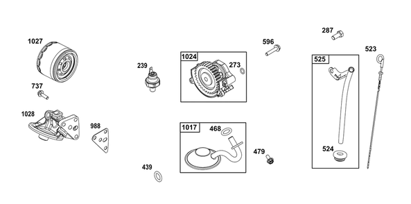 Lubrication Group Diagram and Parts List for 359447-0118-E1  Briggs and Stratton Engine